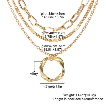XN001 - Circular Alloy Pendant Necklace